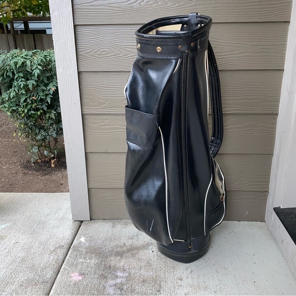 Vintage Atlantic Clyvenu Leather Black Golf Bag, Dri Grip Bottom - Picture 1 of 10